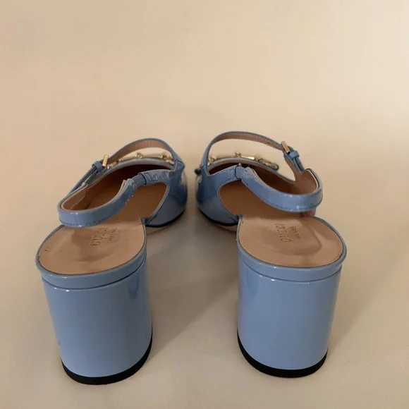 GUCCI Women's Horsebit Mary Jane Pumps Blue Patent Leather Size 8.5 NIB - Picture 6 of 10